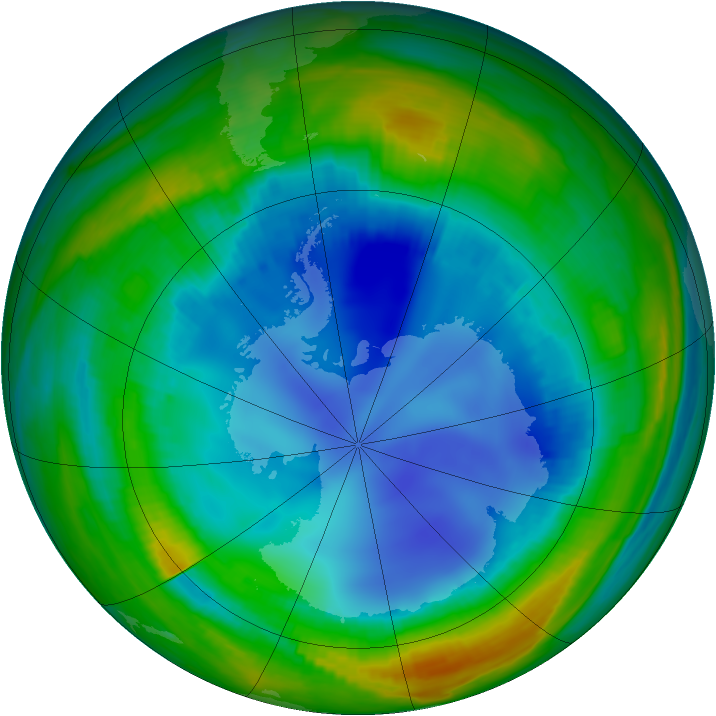 Antarctic ozone map for 05 August 1998
